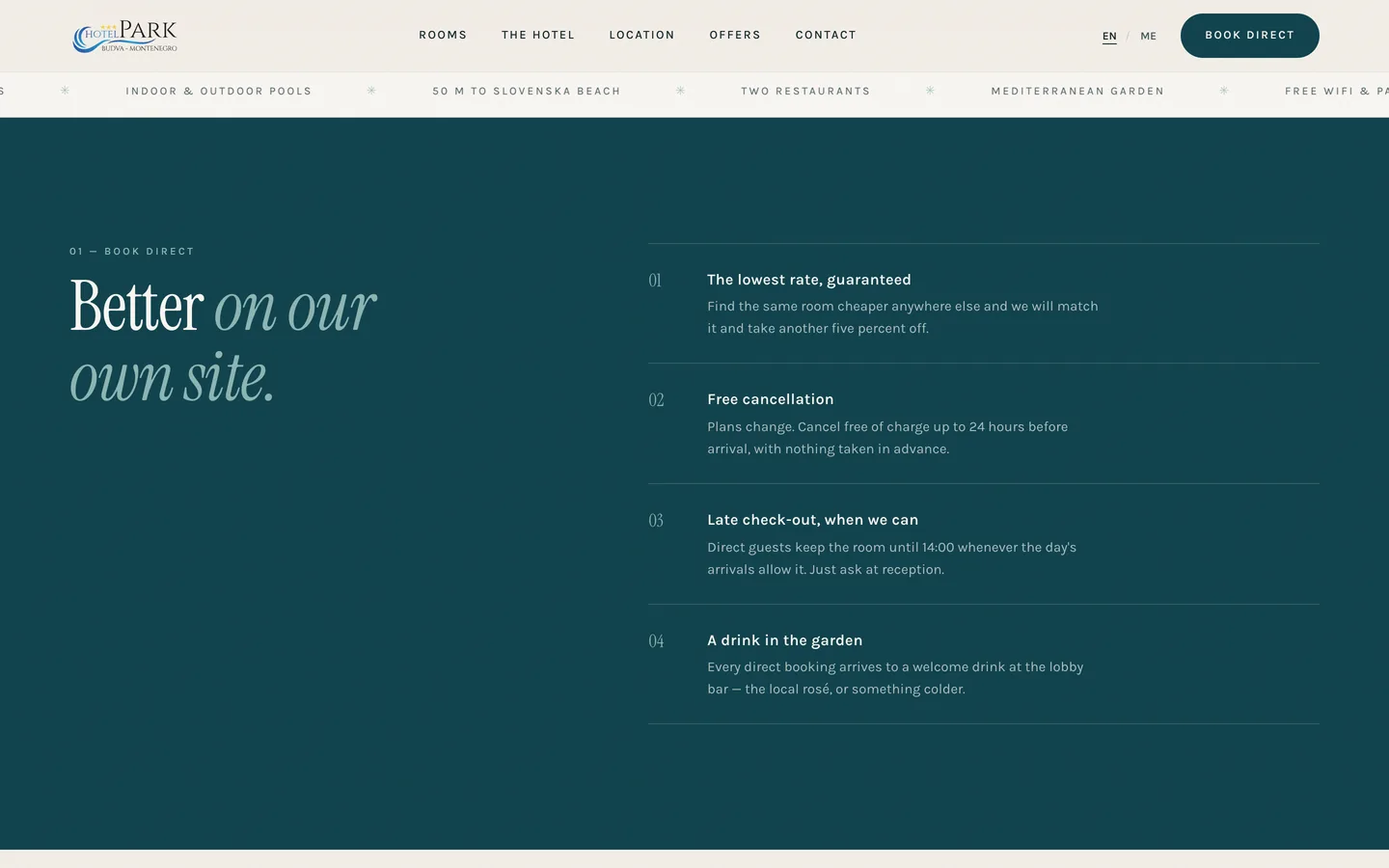 A direct-booking site, built to convert. — Book direct