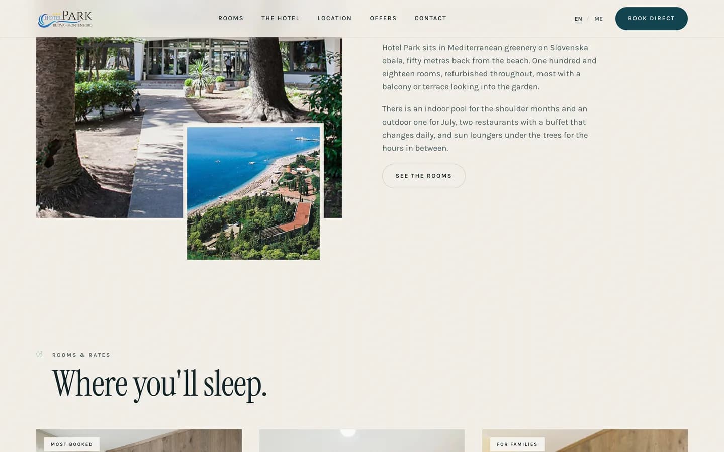 A direct-booking site, built to convert. — The hotel