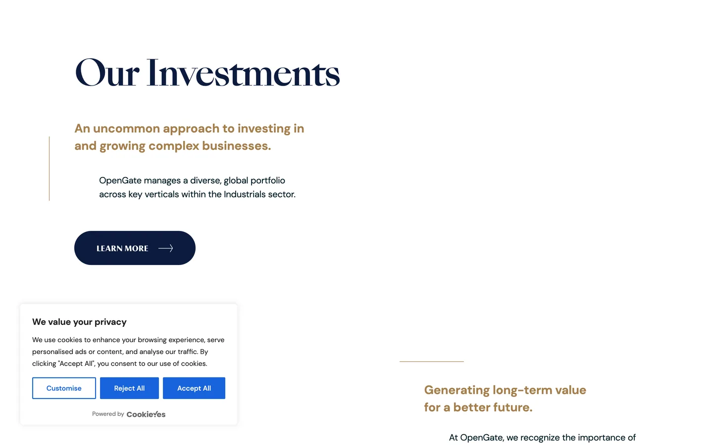A bespoke website for an investment firm.
