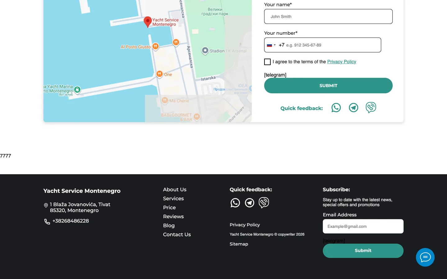 A website and SEO for a yacht service.